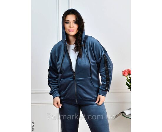 Спортивний костюм жіночий на блискавці велюр супербатал 54,56.58.60 (7кв) "NOWEMBER", зображення 4