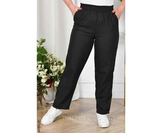 Фотография Спортивні штани жіночі прямі льон батал 52,54,56,58 (3цв) "NOWEMBER" недорого от прямого поставщика, изображение 3