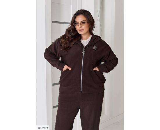 Фотография Тёплый костюм из качественного флиса полар: штаны со удобными карманами, средней посадки на резинке, кофта на молнии по всей длине с прорезными карманами р.48-50;52-54;56-58;60-62 (3цв) "BELUZA" купить недорого от прямого поставщика, изображение 13