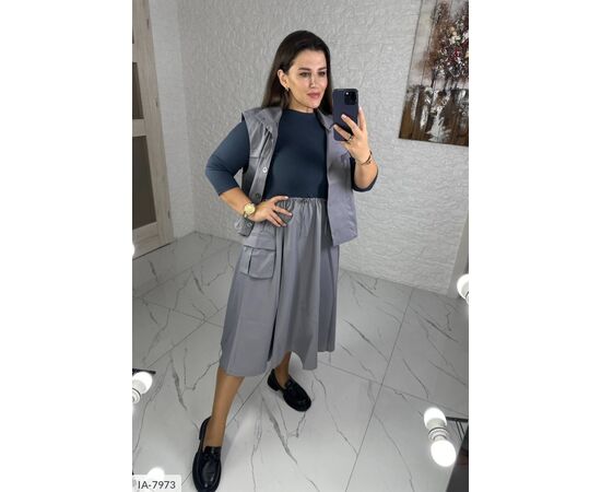 Фотография Комплект (жилет + платье ) р.50-52;54-56 (5цв) "VLADA" купить недорого от прямого поставщика, изображение 5