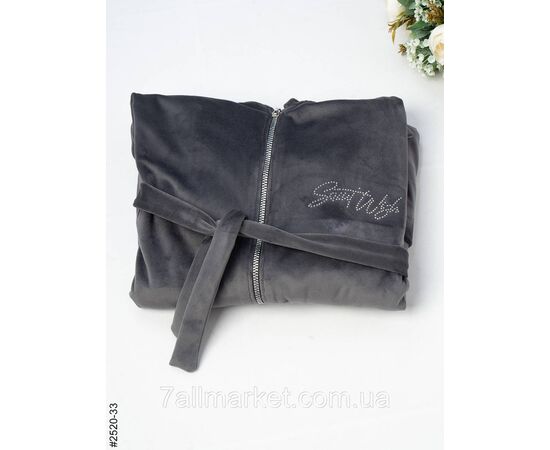 Фотография Халат жіночий на блискавці з поясом велвелюр батал 52-54,56-58,60-62 (5цв) "NOWEMBER", изображение 2