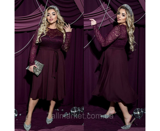 Фотография Платье женское гипюр+микродайвинг  р-ры 46-60 "LADA" купить недорого от прямого поставщика, изображение 2