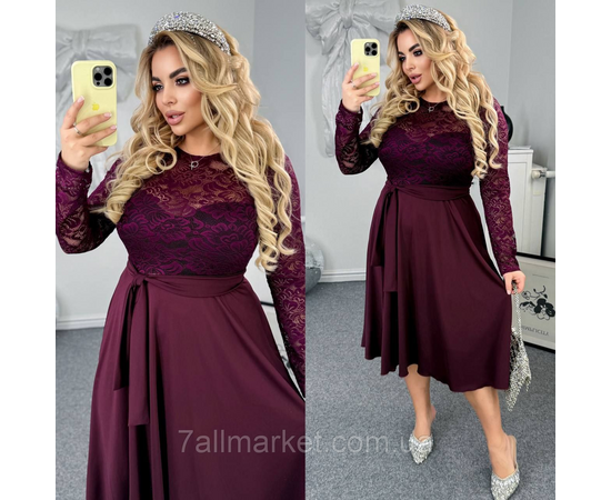 Фотография Платье женское гипюр+микродайвинг  р-ры 46-60 "LADA" купить недорого от прямого поставщика, изображение 3