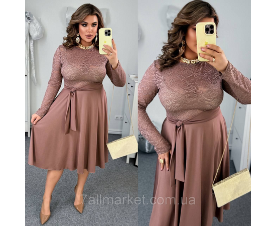 Фотография Платье женское гипюр+микродайвинг  р-ры 46-60 "LADA" купить недорого от прямого поставщика, изображение 3