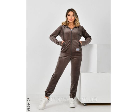 Фотография Спортивный костюм женский на молнии велюр норма 44,46,48,50,52 (8цв) "NOWEMBER" недорого от прямого поставщика, изображение 7