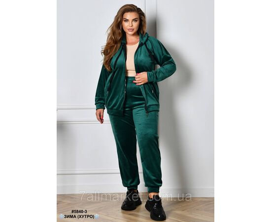 Фотография Спортивный костюм женский на молнии велюр на меху батал 54,56,58 (7цв) "NOWEMBER", изображение 6