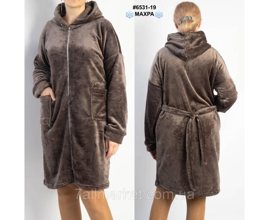 Халат жіночий на блискавці з поясом махра напівбатал 44-46,48-50,52-54 (4кв) "NOWEMBER", зображення 2