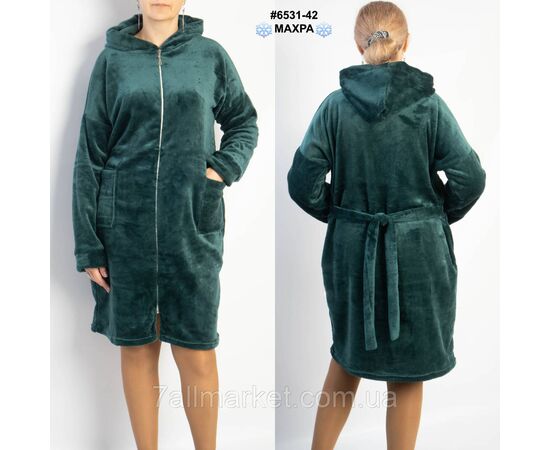 Халат жіночий на блискавці з поясом махра напівбатал 44-46,48-50,52-54 (4кв) "NOWEMBER", зображення 3