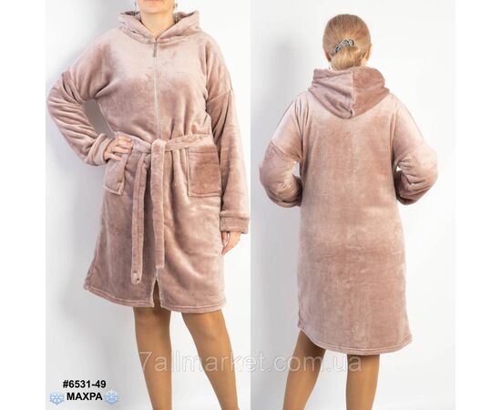 Халат жіночий на блискавці з поясом махра напівбатал 44-46,48-50,52-54 (4кв) "NOWEMBER", зображення 4