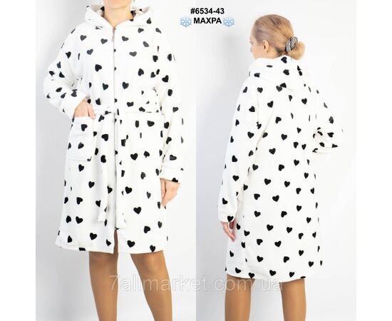 Халат жіночий на блискавці з поясом махра напівбатал 44-46,48-50,52-54 (3кв) "NOWEMBER", зображення 3