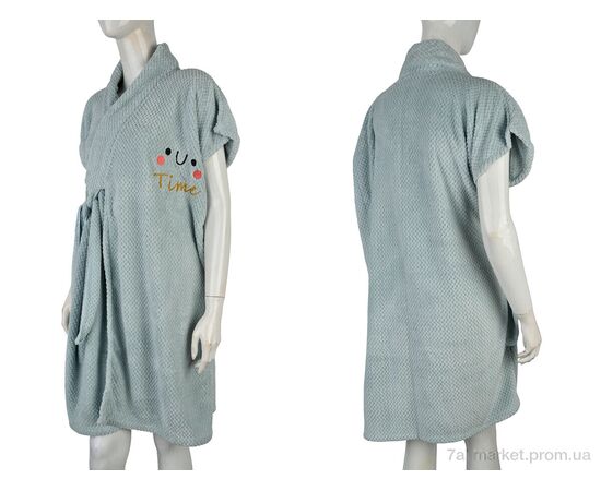 Халат жіночий Весна/осінь 6837 (10463)  l.blue (4 шт. р.сіткаOne size) "Obuvok" недорого оптом від прямого постачальника, зображення 3