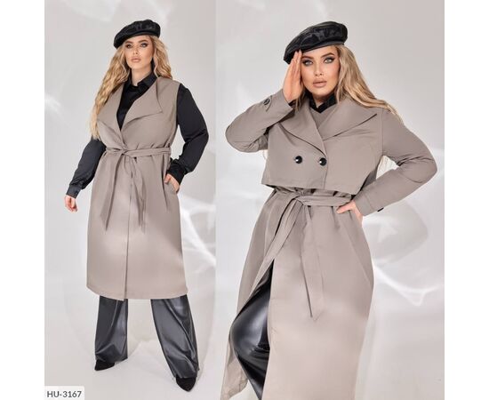 Жіночий тренч великого розміру р.48-50;52-54;56-58 "BRENDA" купити недорого від прямого постачальника, зображення 24