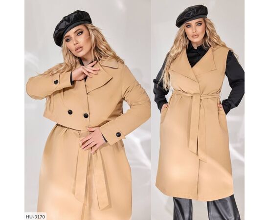 Жіночий тренч великого розміру р.48-50;52-54;56-58 "BRENDA" купити недорого від прямого постачальника, зображення 35