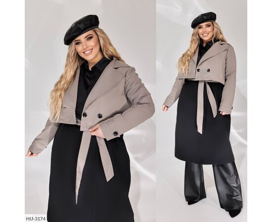 Жіночий тренч великого розміру р.48-50;52-54;56-58 "BRENDA" купити недорого від прямого постачальника, зображення 31