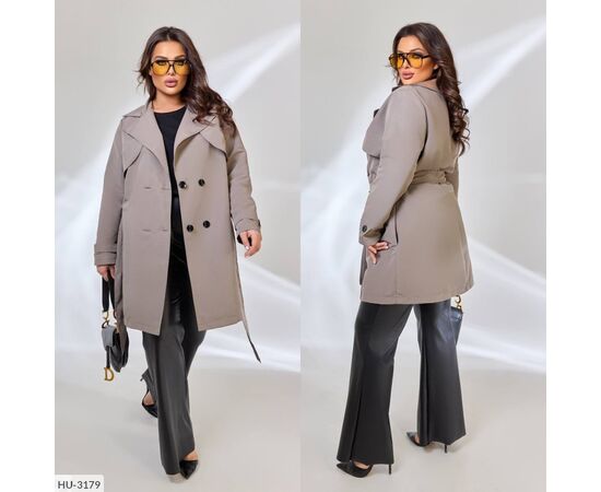 Жіночий тренч великого розміру р.48-50;52-54;56-58 "BRENDA" купити недорого від прямого постачальника, зображення 19