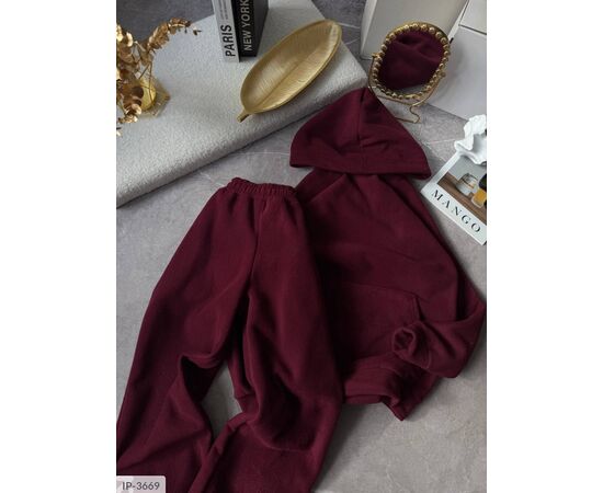 Фотография Женский костюм на флисе с широкими брюками и худи оверсайз большого размера р.48-52 "BEST FASHION" купить недорого от прямого поставщика, изображение 4