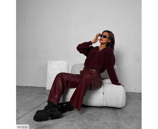 Шкіряні жіночі штани на флісі. р.XS;S;M;L;42-44;44-46;46-48 "BEST FASHION" купити недорого від прямого постачальника, зображення 4