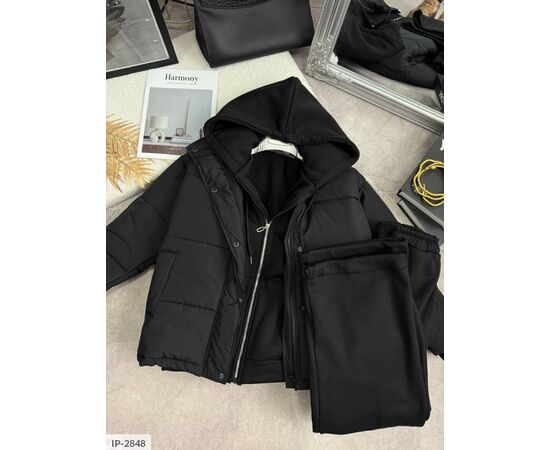 Фотография Женский костюм на флисе с широкими брюками и худи оверсайз большого размера р.48-50 "BEST FASHION" купить недорого от прямого поставщика, изображение 14