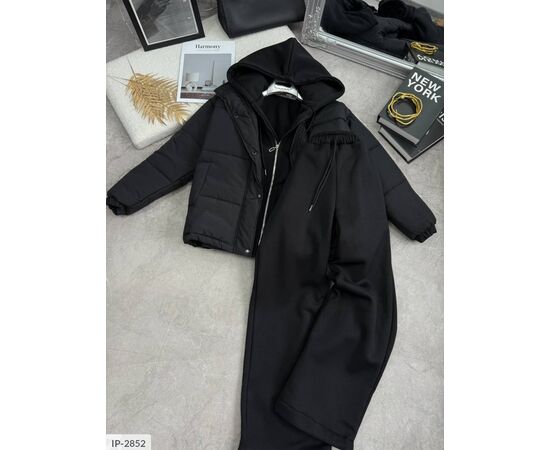 Фотография Женский костюм на флисе с широкими брюками и худи оверсайз большого размера р.48-50 "BEST FASHION" купить недорого от прямого поставщика, изображение 12