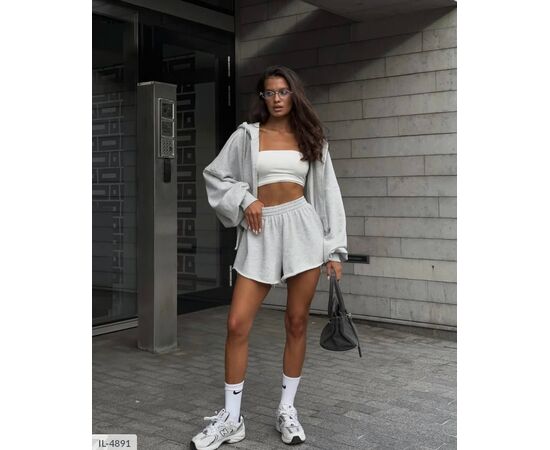 Фотография Костюм женский двойка шорты худи р.S-M;M-L (2цв) "ANNVER" купить недорого от прямого поставщика, изображение 8