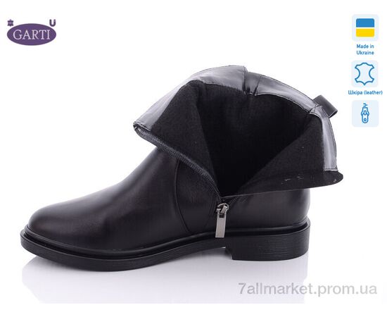 Черевики жіночі стильні Весна/осінь 507 чорна шкіра байка (6 пар р.36-40) "Garti" недорого оптом від прямого постачальника, зображення 2