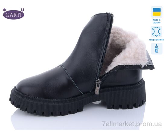 Черевики жіночі стильні Зима 6723 чорна шкіра хутро (6 пар р.36-40) "Garti" недорого оптом від прямого постачальника, зображення 2