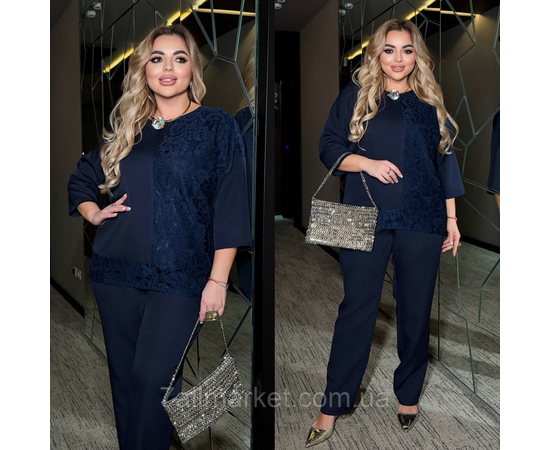 Фотография Костюм двойка женский  креп костюмка с гипюром размеры 46-60 "LADA" недорого от прямого поставщик, изображение 3