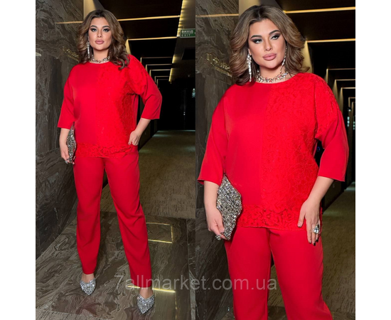 Фотография Костюм двойка женский  креп костюмка с гипюром размеры 46-60 "LADA" недорого от прямого поставщик, изображение 3
