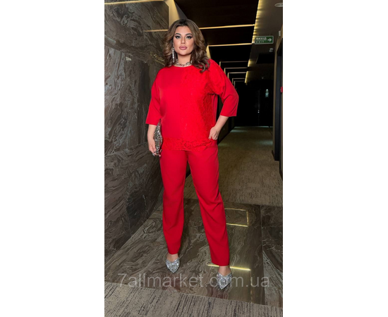 Фотография Костюм двойка женский  креп костюмка с гипюром размеры 46-60 "LADA" недорого от прямого поставщик, изображение 4