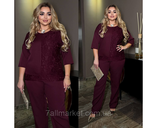 Фотография Костюм двойка женский  креп костюмка с гипюром размеры 46-60 "LADA" недорого от прямого поставщик, изображение 3
