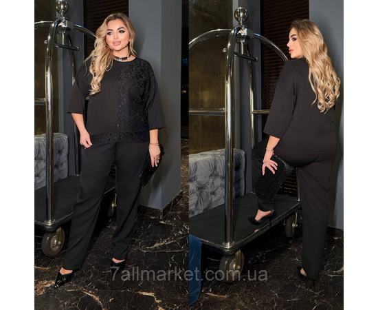 Фотография Костюм двойка женский  креп костюмка с гипюром размеры 46-60 "LADA" недорого от прямого поставщик, изображение 3