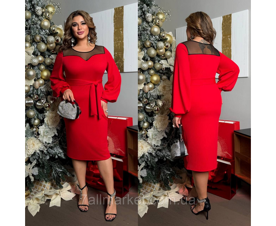 Фотография Платье женское рубчик с сеткой р-ры 46-60 "LADA" купить недорого от прямого поставщика, изображение 2