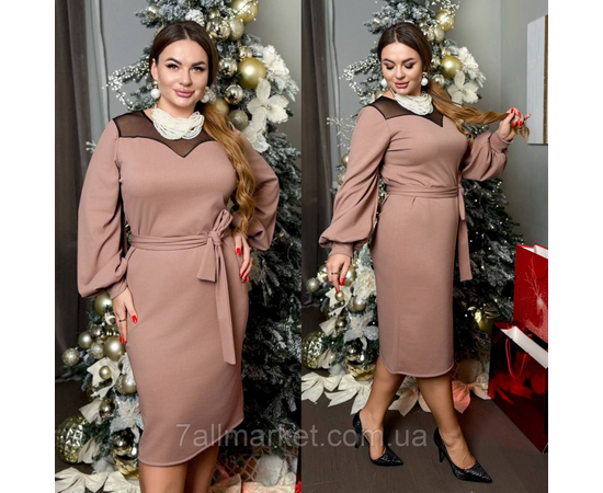 Фотография Платье женское рубчик с сеткой р-ры 46-60 "LADA" купить недорого от прямого поставщика, изображение 2