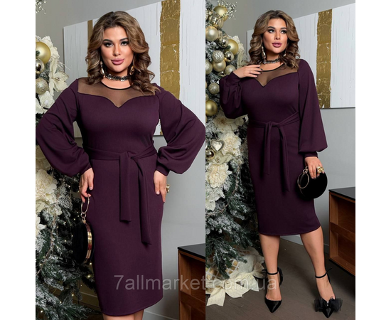 Фотография Платье женское рубчик с сеткой р-ры 46-60 "LADA" купить недорого от прямого поставщика, изображение 2