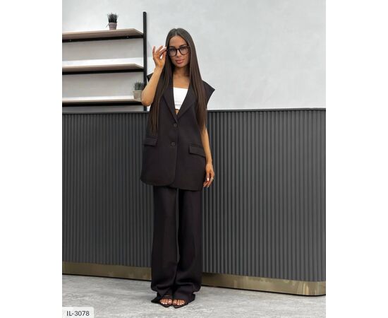 Костюм двійка жіночий з жилетом та брюками р.S-M;M-L (3кол.) "ANNVER" купити недорого від прямого постачальника, зображення 4