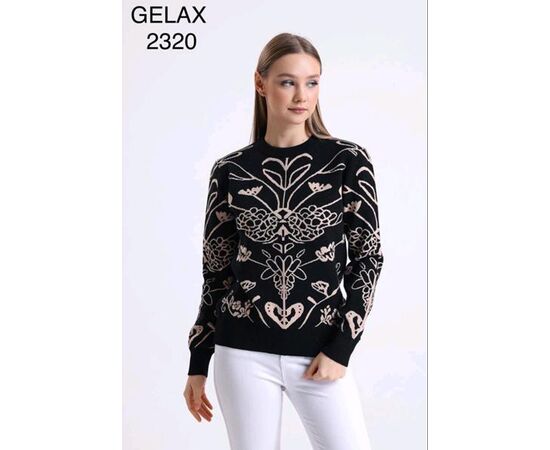 Фотография Свитер женский 2320 beige-black р.52-54 "Julia" недорого оптом от прямого поставщика, изображение 2