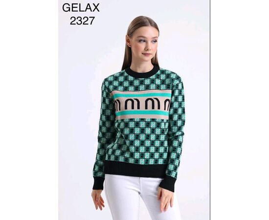 Фотография Свитер женский 2327 green-black р.48-52 "Julia" недорого оптом от прямого поставщика, изображение 2