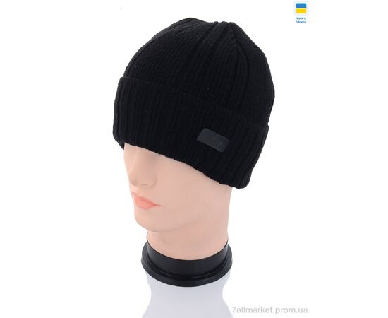 Шапка чоловіча Зима MW003-1 на флісі black (5 шт. р.сітка56-62) "Angelica" недорого оптом від прямого постачальника, зображення 2