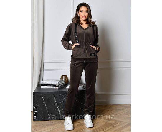 Спортивний костюм жіночий на блискавці велюр норма 44,46,48,50,52 (3кв) "NOWEMBER", зображення 3