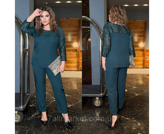 Фотография Костюм двойка женский креп костюмка+гепюр размеры 46-60 "LADA" недорого от прямого поставщик, изображение 2