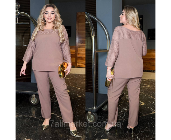 Фотография Костюм двойка женский креп костюмка+гепюр размеры 46-60 "LADA" недорого от прямого поставщик, изображение 2