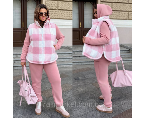 Фотография Костюм 3-ка женский спортивный трехнитка на флисе+кашемир (46-60) "LADA" недорого от прямого поставщика, изображение 2