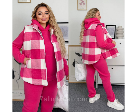 Фотография Костюм 3-ка женский спортивный трехнитка на флисе+кашемир (46-60) "LADA" недорого от прямого поставщика, изображение 3