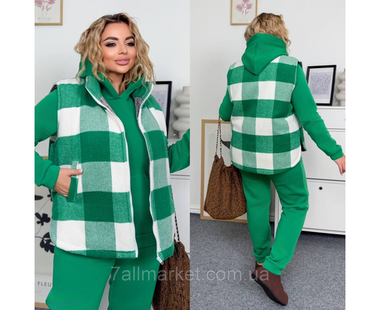 Фотография Костюм 3-ка женский спортивный трехнитка на флисе+кашемир (46-60) "LADA" недорого от прямого поставщика, изображение 2