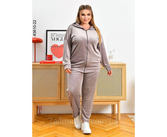 Спортивний костюм жіночий на блискавці велюр батал 54,56,58 (2кв) "NOWEMBER", зображення 2