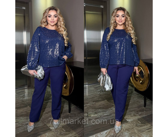 Костюм-двійка жіночий креп костюмка + софт розміри 46-60 "LADA" недорого від прямого постачальника, зображення 2