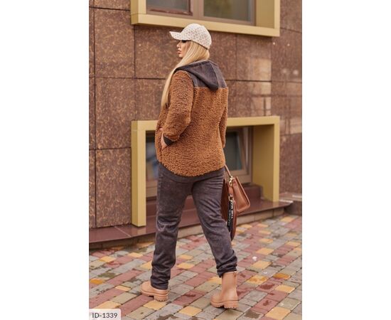 Фотография Женский костюм кофта с брюками на резнике большие размеры р.50-52;54-56;58-60;62-64 (3цв) "LETTI" купить недорого от прямого поставщика, изображение 2