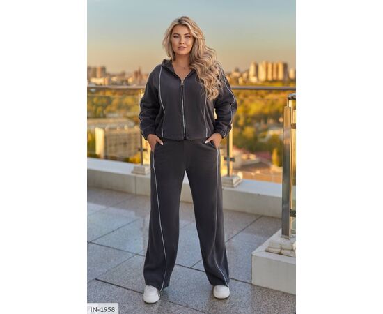 Фотография Женский костюм кофта с брюками на резнике большие размеры р.50-52;54-56;58-60;62-64 (4цв) "LETTI" купить недорого от прямого поставщика, изображение 11