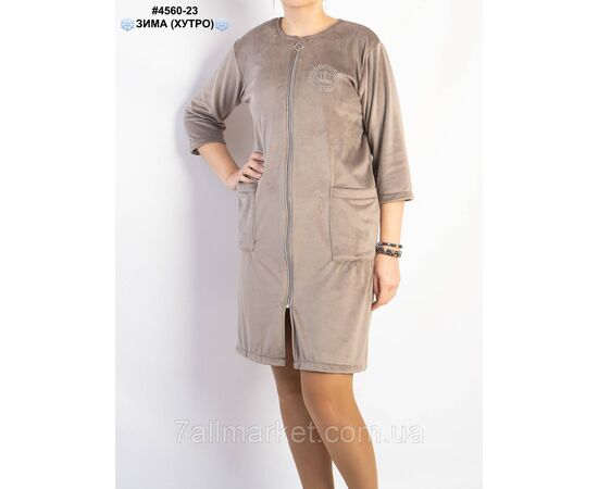 Халат жіночий на блискавці велюр на хутрі напівбатал 48,50,52 (3кв) "NOWEMBER", зображення 7