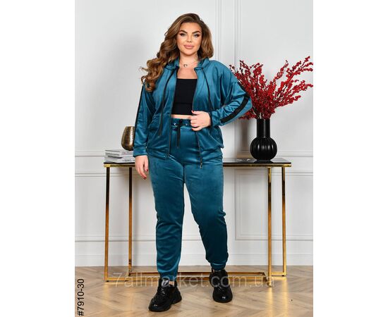 Спортивний костюм жіночий на блискавці велюр супербатал 54,56.58.60 (3кв) "NOWEMBER", зображення 3